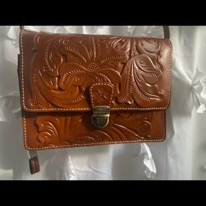 Patricia Nash Brown Tooled Lanza Bag